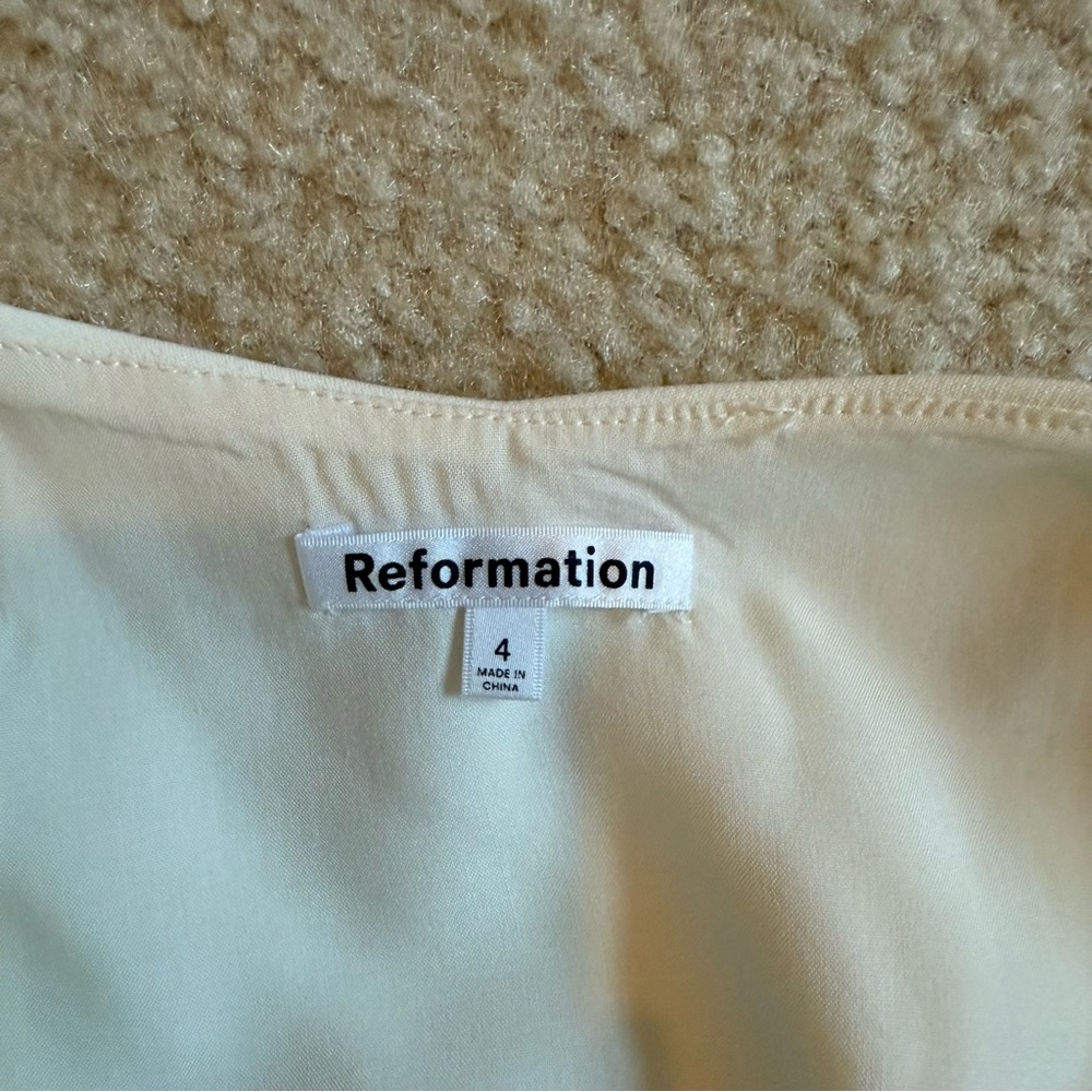 Reformation Cream Embroidered Ruffle Halter Tank - Picture 12 of 15